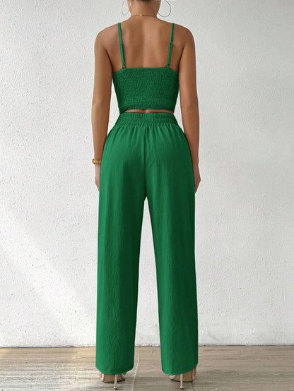 SHEIN RaffinéA Women'S Push-Up Bra Cup Strap Top with Bowknot, Elastic Straight Pants, Holiday 2Pcs Set