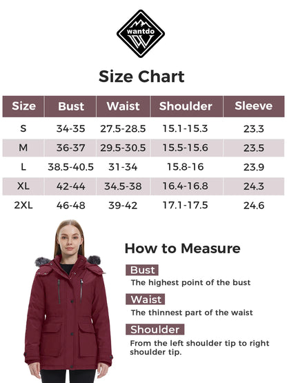Women'S Big and Tall Winter Coat Recycled Waterproof Puffer Jacket Windproof Hooded Parka Jacket Wine Red 2XL